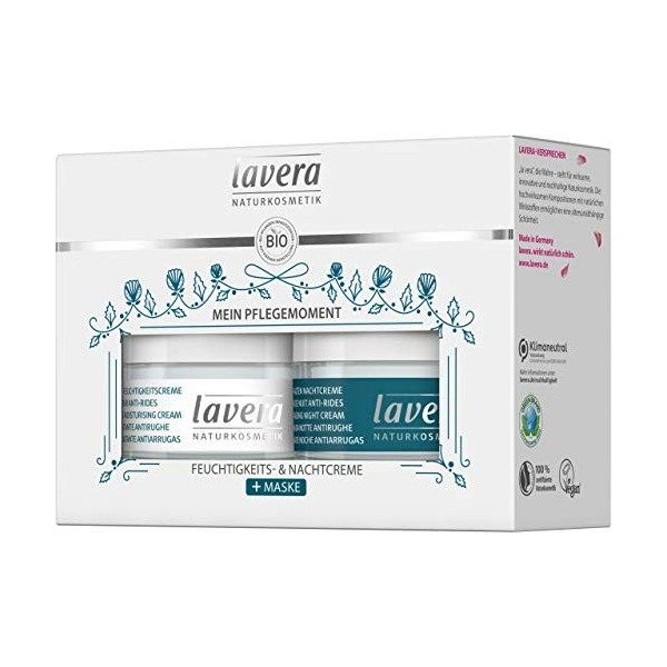 lavera Coffret cadeau Mon moment de soin - Contient 1 crème hydratante anti-rides Q10 50 ml Cosmétique naturel Végétalien I