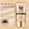 BB Crème Escargot Doré avec SPF – Sunscreen BB Cream SPF50+ PA+++, Maquillage Hydratation et Couvrance en Un, Protection UV e