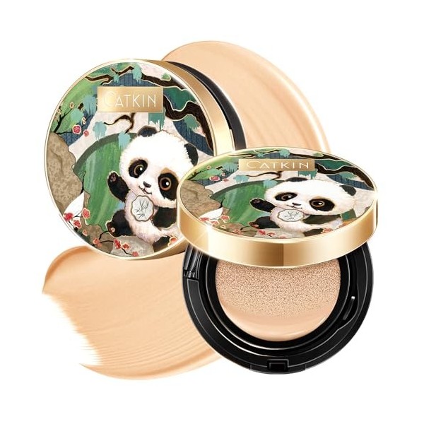 CATKIN Panda Land Cushion Foundation, Fond de Teint BB Creme, Anticernes, Anti-Terne et Anti-Rougeurs, Hydratation 24H, Sheer