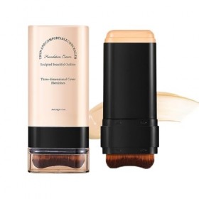 Bâton de fond de teint couvrant, bâton de fond de teint multi-usages, maquillage crème avec pinceau, double tête, correcteur 