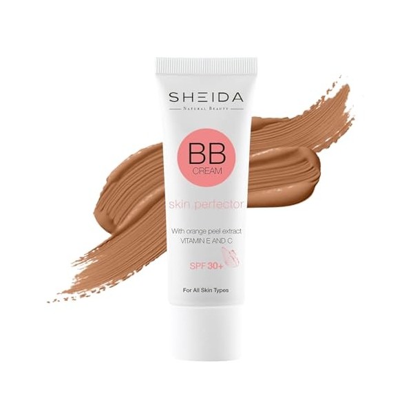 SHEIDA BB Creme Medium Crème de jour teintée avec SPF 30+, hydratation 24 h et optimiseur de la peau pour un teint uniforme,