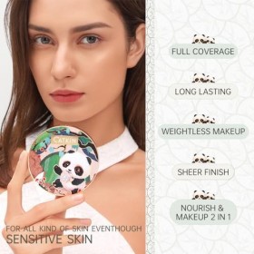 CATKIN Panda Land Cushion Foundation, Fond de Teint BB Creme, Anticernes, Anti-Terne et Anti-Rougeurs, Hydratation 24H, Sheer