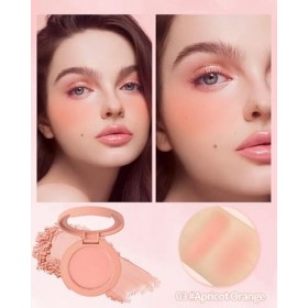 Blush Poudre, Abricot Orangé Finition Mate Naturelle, Longue Durée Waterproof Fard a Joue, Pigmenté Intense Veloutée Blush, U