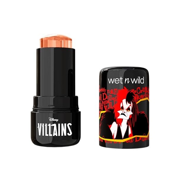 Wet n Wild x Disney Villains Jelly Blush, Blush Gel Modulable, Fini Dewy Glow - Inspiré de Cruella dEnfer, Vain