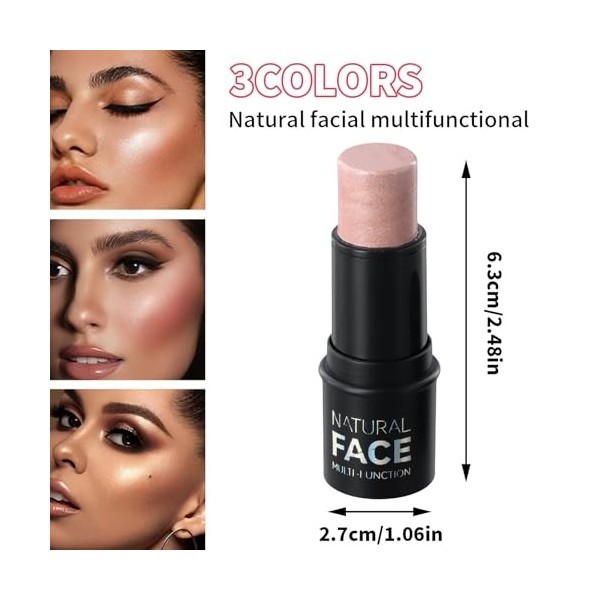 3 Couleurs Bâton de Maquillage, Longue Durée Lisse Crème Fard À Joues contouring Highlight Stick, Visage Ensemble de Bâton Co