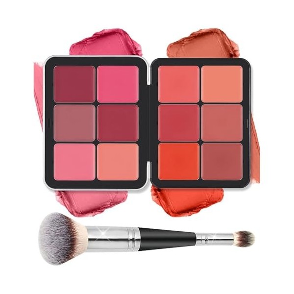Joyeee Fard a Joue, 12couleurs Palette Blush Contouring Highlighter Maquillage Visage Longue Durée Imperméable Make Up Cosmet