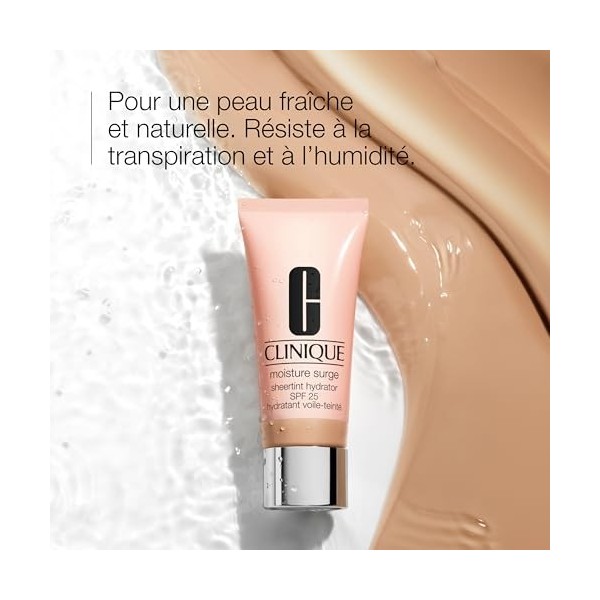 Clinique Moisture Surge Soin Hydratant Voile Teinté SPF 25 | Fluide Teinté Hydratant Large spectre SPF 25 | Couvrance légère,