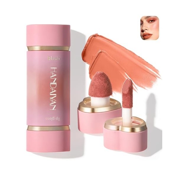U-Shinein Liquid Blush & Lip Gloss, Long Lasting Natural Cheek and Lip Makeup Duo, Highly Pigmented Blusher Stick 02