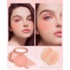 Blush Poudre, Abricot Orangé Finition Mate Naturelle, Longue Durée Waterproof Fard a Joue, Pigmenté Intense Veloutée Blush, U