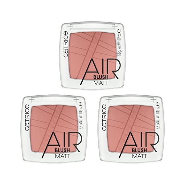 Catrice AirBlush Lot de 3 fards à joues mats N°130 Rouge Longue durée Résultat instantané naturel mat végétalien sans parfum