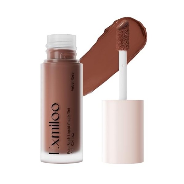 Exmiloo Blush Liquide 2-en-1, Fard à Joues pour Visage & Lèvres, Texture Légère à Couleur Modulable, Fini Mat Naturel pour de