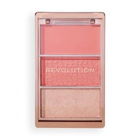 Revolution, Blush Icon Palette Authentic Peach , Palette de Blush Crème et Poudre Compacte, Haute Pigmentation, 3 Teintes, A