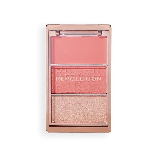 Revolution, Blush Icon Palette Authentic Peach , Palette de Blush Crème et Poudre Compacte, Haute Pigmentation, 3 Teintes, A