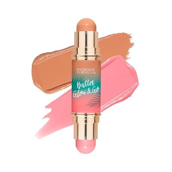 Physicians Formula Butter Glow & Go, Stick Duo Multi-Usage pour Joues, Yeux et Lèvres, Teintes pour Bronzer, Contour et Blush