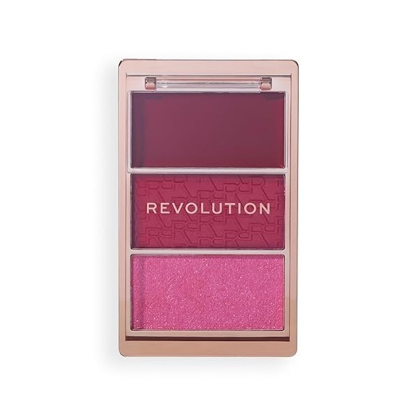 Revolution, Blush Icon Palette My Cherry Truth , Palette de Blush Crème et Poudre Compacte, Haute Pigmentation, 3 Teintes, M