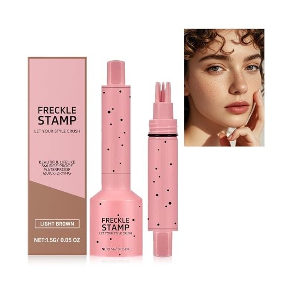 Étampe 5 Points & Stylo Fluide Micro-Poudre pour Taches de Rousseur, Tenue 24H Résistant à lEau Imperméable Anti-Dérapage, S