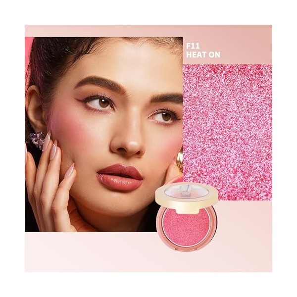 Oulac Maquillage Femme Blush, Fard à joues Shimmer Résistant à lestompage Make up, Tenue Longue Durée étanche et Résistante