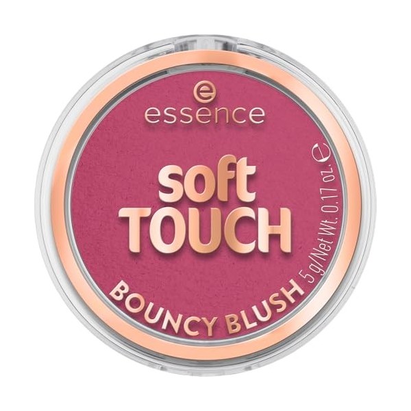 essence soft TOUCH BOUNCY BLUSH 20 electric peony, blush cream-to-powder, teinte rose joyeuse, fini mat, texture douce et soi