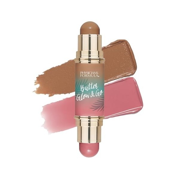 Physicians Formula Butter Glow & Go, Stick Duo Multi-Usage pour Joues, Yeux et Lèvres, Teintes pour Bronzer, Contour et Blush