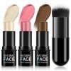LOPHE Fard À Joues En Stick,Velvet Touch Creamy Stick Blush,3PCS Contour & Highlighter & Blush Set de Maquillage, Les Bâtons 