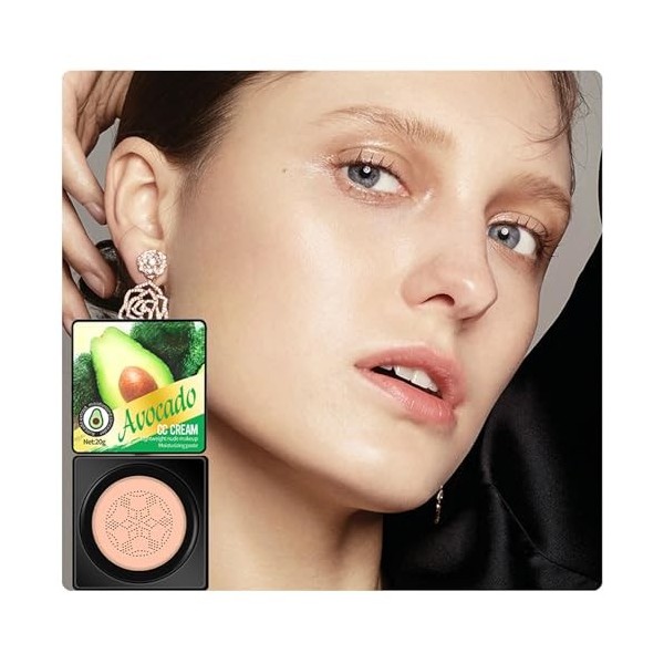 MTUVKGT CC Crème Coussin Avocat - Fond de Teint Hydratant, Haute Couvrance, Anti-Cernes, Teint Uniforme - Maquillage Longue T