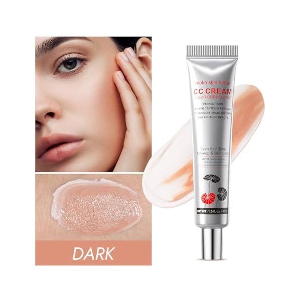 CC Cream - Crème Correctrice de Teint Maquillage Coréen SPF 25, Hydratant Teinté Léger et Correcteur, Tenue Longue pour un Éc
