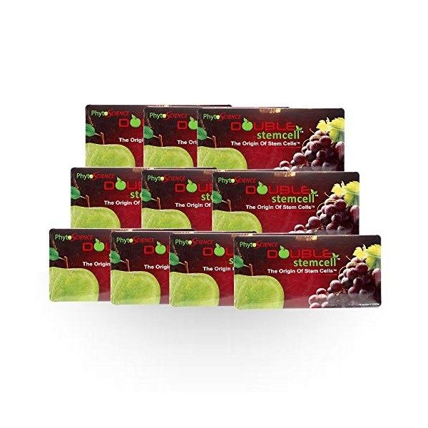 PhytoScience Lot de 10 paquets de soins naturels anti-âge pour la peau à double cellule souche, pomme, raisin, anti-oxydant, 