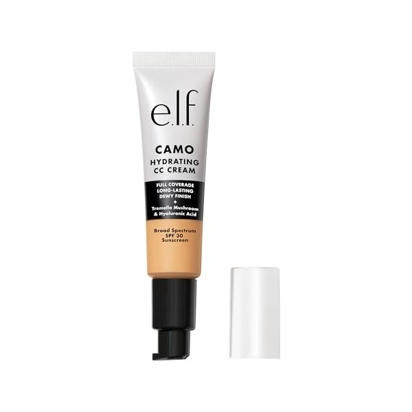 e.l.f. Crème hydratante Camo CC, fond de teint correcteur de couleur pour une finition rosée avec SPF 30, végétalien et sans
