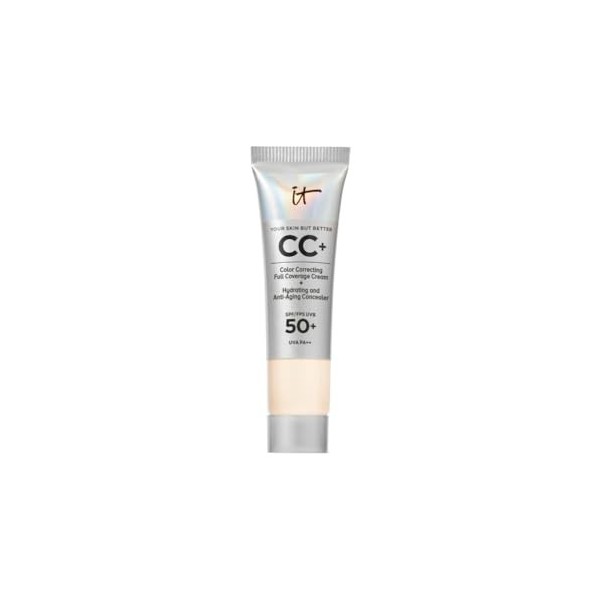 IT Cosmetics CC+ Crème, Fond de Teint Haute Couvrance SPF 50, Correcteur de Teint & Sérum Anti-Âge, Formulé avec Niacinamide 