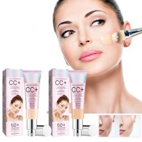 CC Cream Color Correcting, Sunscreen Concealer Waterproof & Durable, BB Cream hydratant UVA/UVB 50+, Make Up Fondation Amélio