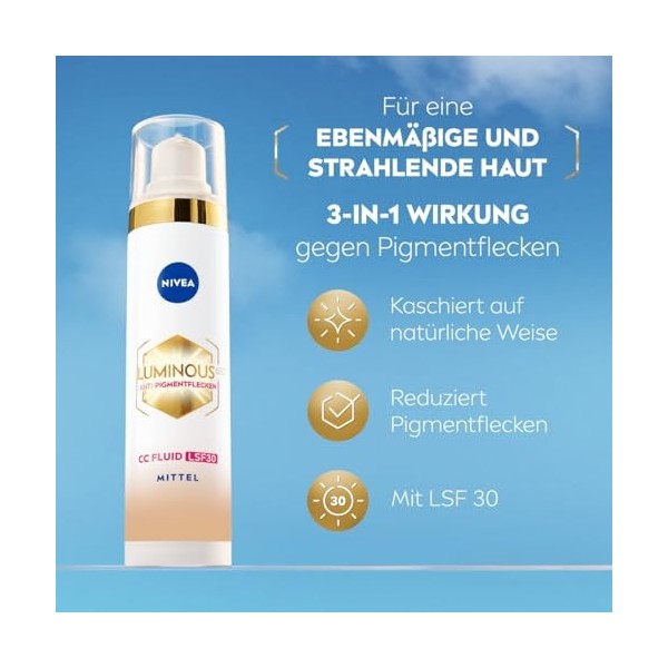 NIVEA CC Creme Luminous 630 Getöntes Fluid MIttel LSF 30, 40 ml Crème
