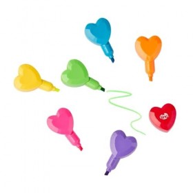 Tinc - Surligneurs Empilables en Cœur - Tour de 6 Marqueurs Modulables aux Couleurs Vives - Accessoire de Papeterie Ludique p