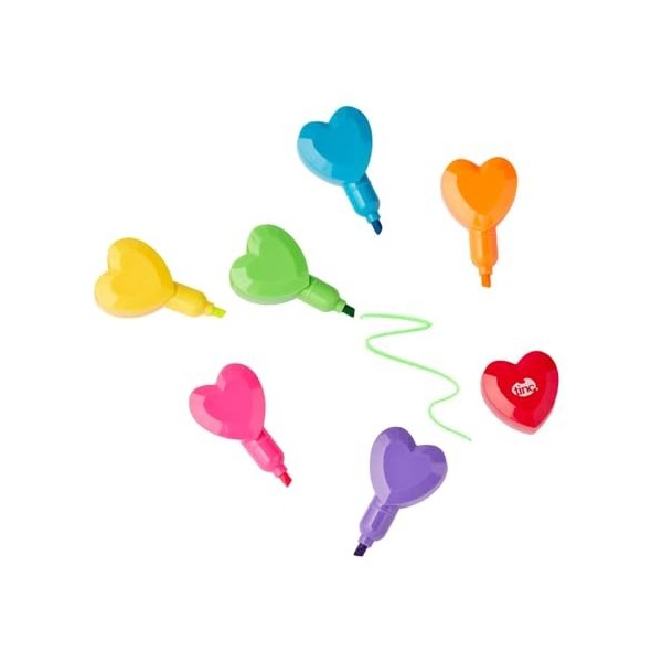 Tinc - Surligneurs Empilables en Cœur - Tour de 6 Marqueurs Modulables aux Couleurs Vives - Accessoire de Papeterie Ludique p