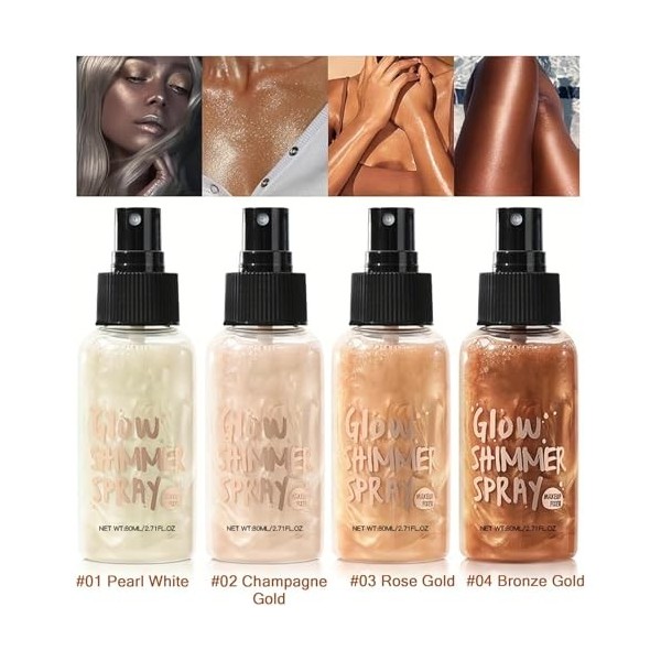 Huile Pailletée pour le Corps, Body Shimmer Oil, Illuminateur De Teint, Surligneur Liquide Imperméable Non Grasse, Highlighte