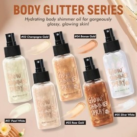 Huile Pailletée pour le Corps Spray, Body Oil Shimmer, Huile Scintillante pour le Corp, Oil Body Hydratante, Illuminateur de 