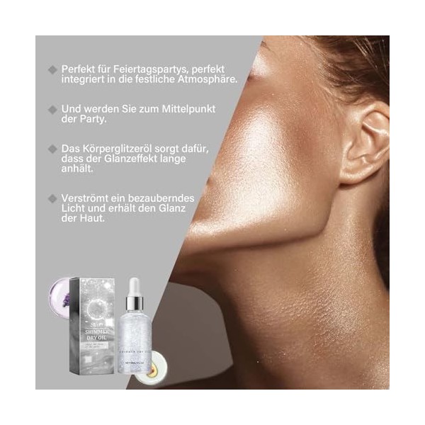 Clawrex Illuminateur pour le corps, highlighter liquide, huile pailletée, scintillant, maquillage pour le visage, le corps a