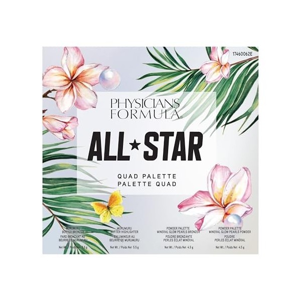 Physicians Formula All Star Quad Palette, Palette de Maquillage avec Poudre Bronzante, Enlumineur et Poudre pour le Visage, A