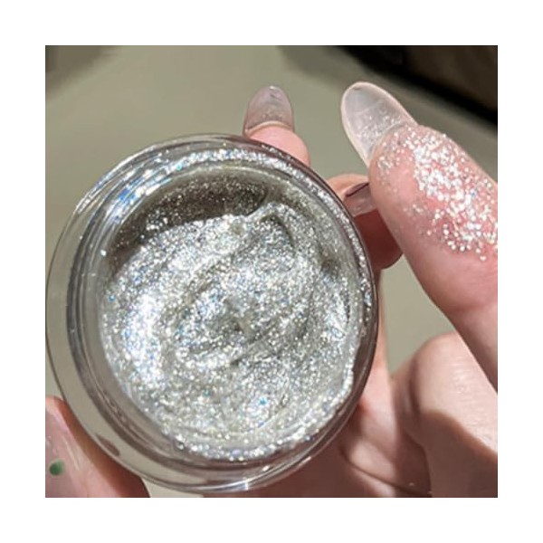 KARLOR Surligneur liquide pour les yeux en argent – Fard à paupières crémeux à paillettes scintillantes gel avec finition écl