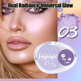 Palette 2 en 1 pour contour et illuminateur - Maquillage cuit au four avec formule imperméable - Teint brillant avec brillanc