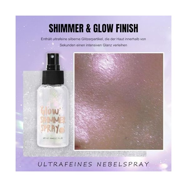 Glitter en spray, résistant à leau, brillance scintillante, spray de paillettes pour le visage, les cheveux, le corps, ultra