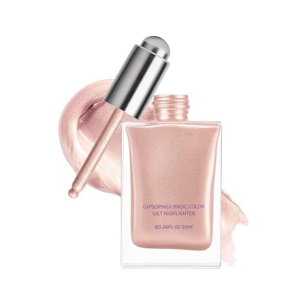 Erinde Highlighter Liquide Rosé Éclat Naturel, Illuminateur Visage et Corps, Base Illuminatrice de Teint Hydratante, Fini Nac