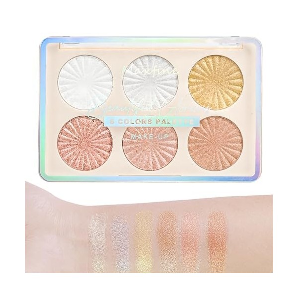 Palette de maquillage professionnel Highligh& Contour Pro, kit de contours, 6 paillettes mates et nacrées