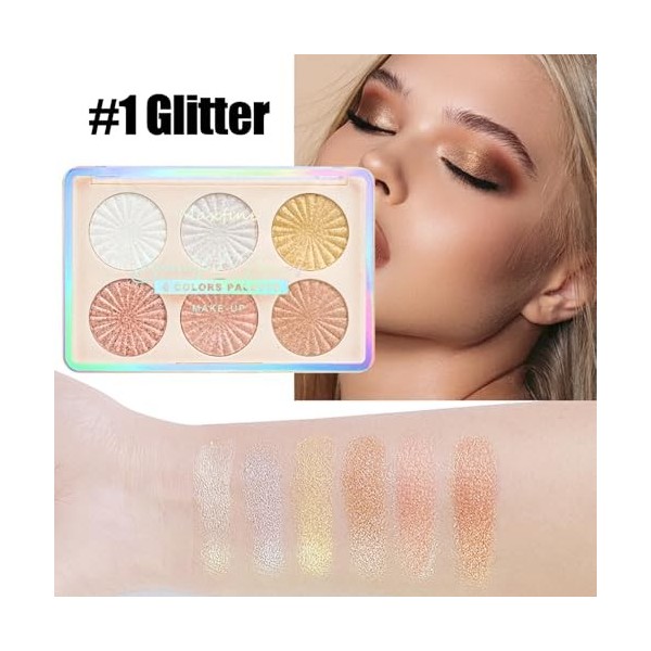 Palette de maquillage professionnel Highligh& Contour Pro, kit de contours, 6 paillettes mates et nacrées