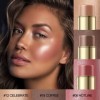 FALOCUTUS Lot de 3 bâtons de contour moyennement profonds, crème blush et surligneur, stylo bronzant, illuminateur naturel du