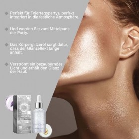 Clawrex Illuminateur pour le corps, highlighter liquide, huile pailletée, scintillant, maquillage pour le visage, le corps a