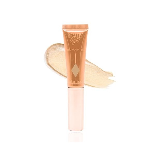 GlamUp Paris - Beauty Light - Highlighter Liquide - Illuminateur - Texture Crémeuse - Coussin Applicateur Éponge - Maquillag