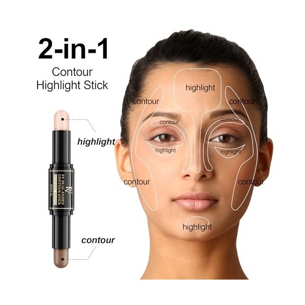 FV Contouring Stick, Stick Contouring Maquillage Visage, Highlighter Maquillage Résistant à Leau et de Longue Durée, Texture