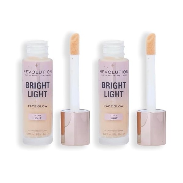 Revolution Bright Light Face Glow, Lueur Éclatante pour le Visage, Teint Lumineux, Lueur Légère Lot de 2 