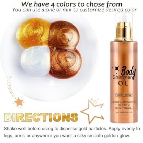 Huile pour le corps - 100 ml - Avec pinceau de maquillage - Huile éclaircissante liquide à paillettes fines - Idéale pour la 