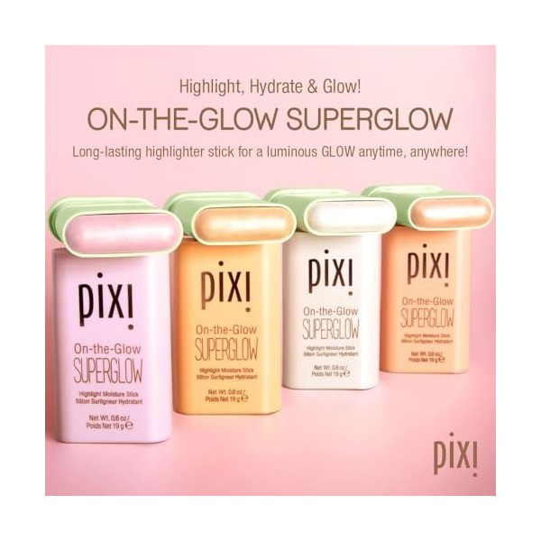 Pixi Beauty On-the-Glow SuperGlow | Teinte: IcePearl | Enlumineur Hydratant en Stick pour Joues et Arcades Sourcilières | Mul